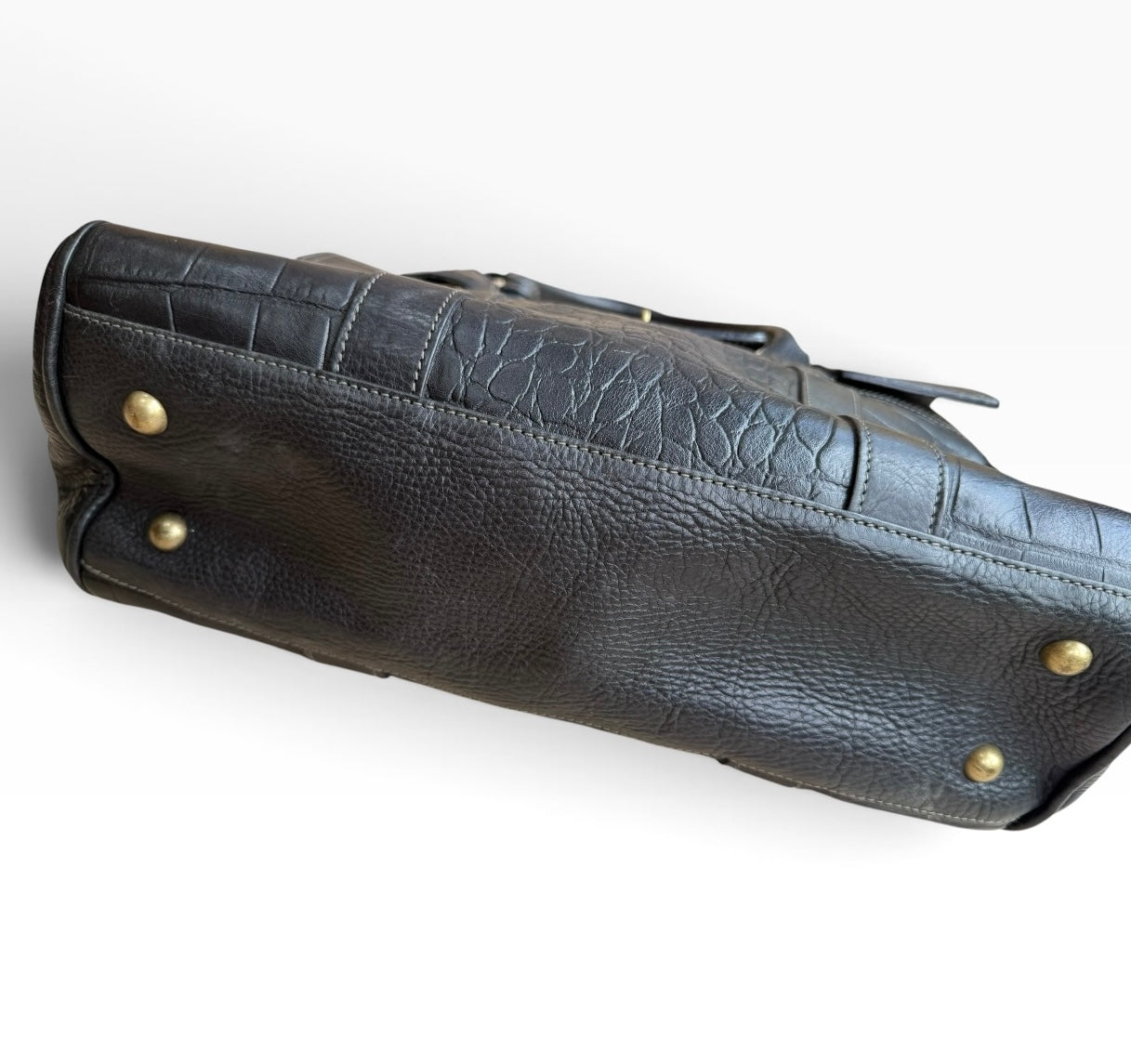 Mulberry Bayswater Black Croc-Embossed Leather Handbag