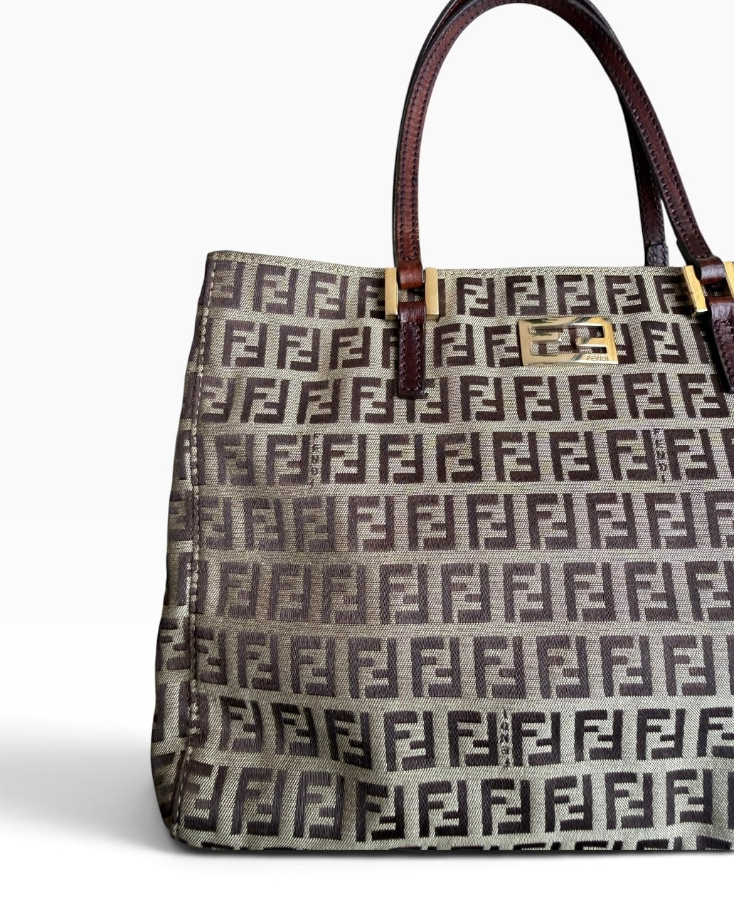 Vintage Fendi Zucchino FF Monogram Small Tote Bag