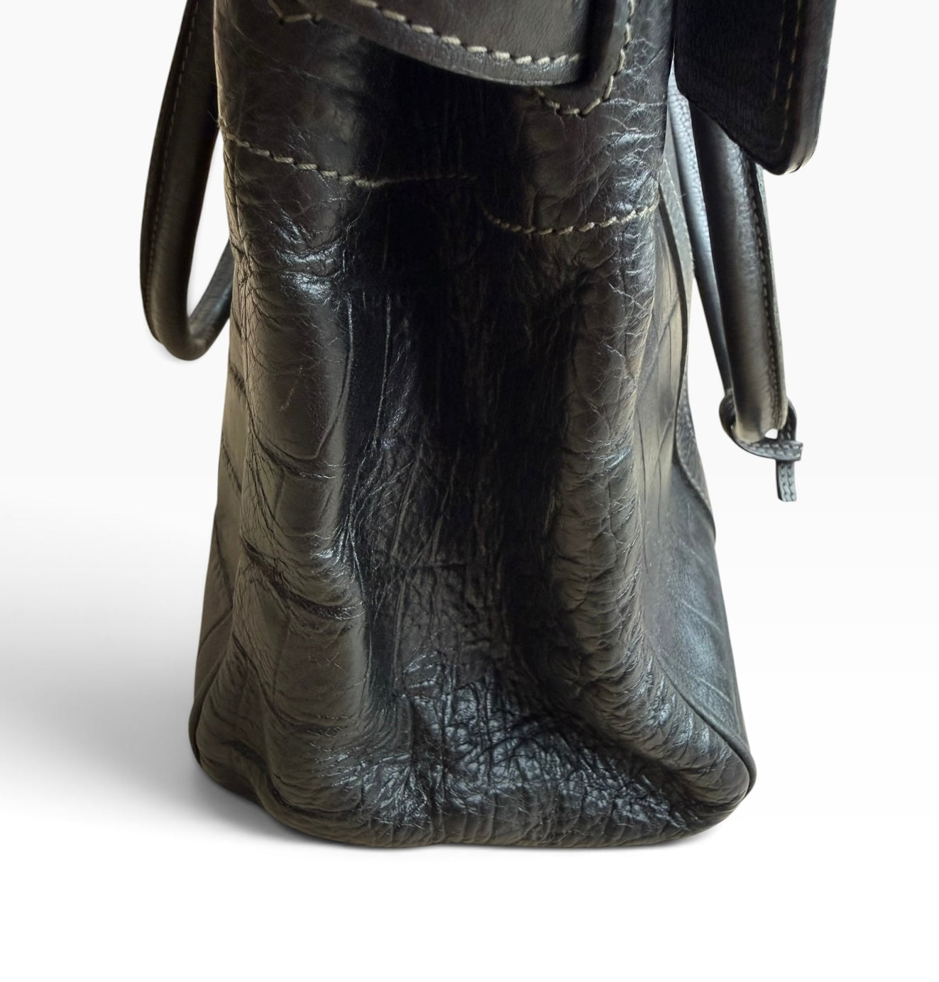 Mulberry Bayswater Black Croc-Embossed Leather Handbag