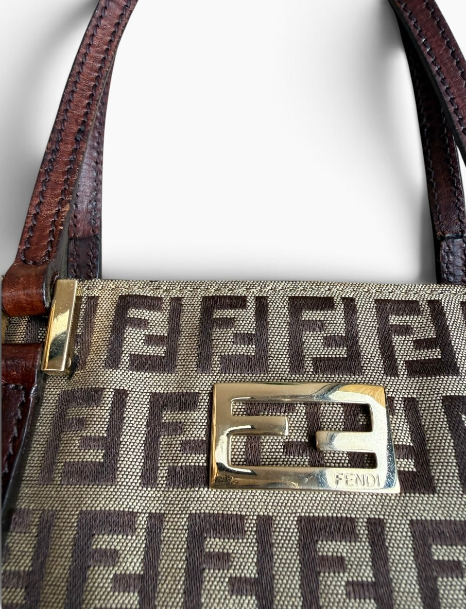Vintage Fendi Zucchino FF Monogram Small Tote Bag