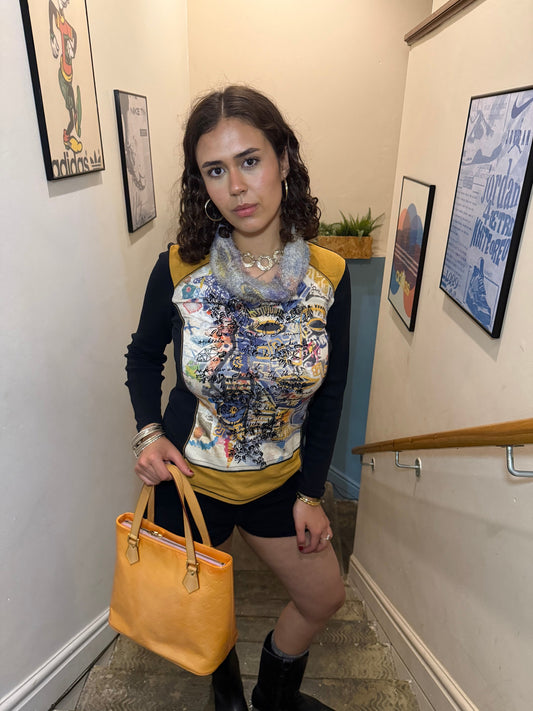 Kalisson Pattern Collared Long Sleeve Top