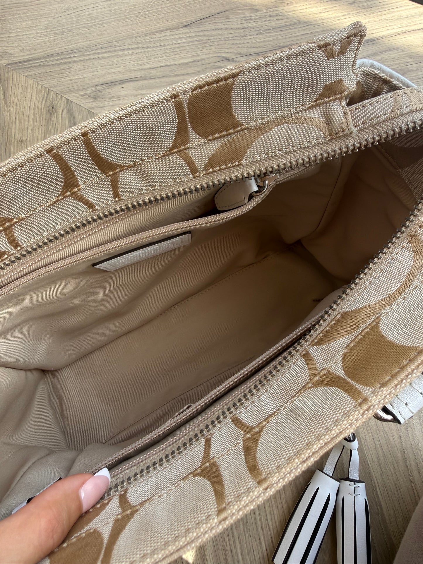 Coach Signature Jacquard Tassel Tote Bag 24204