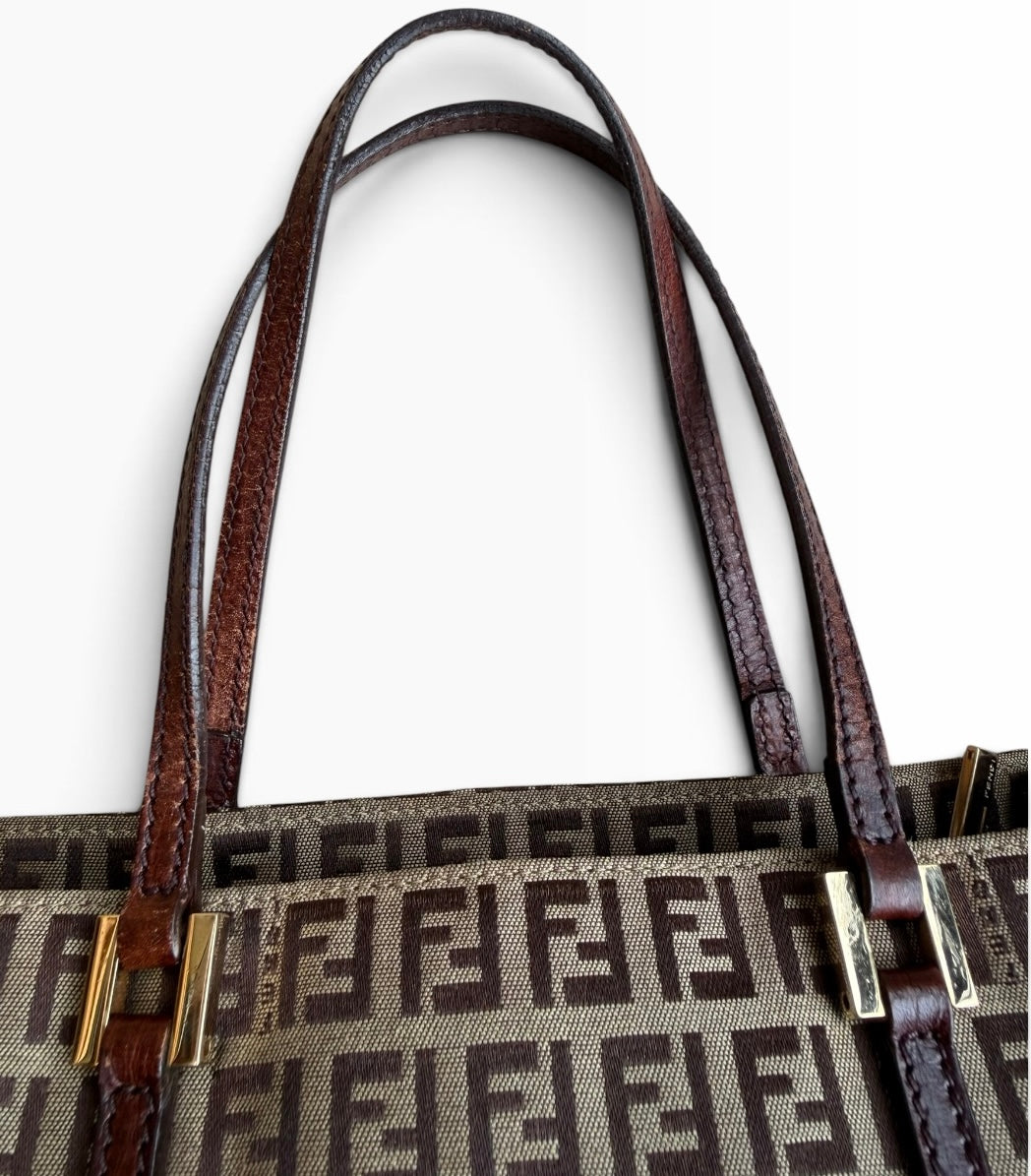 Vintage Fendi Zucchino FF Monogram Small Tote Bag