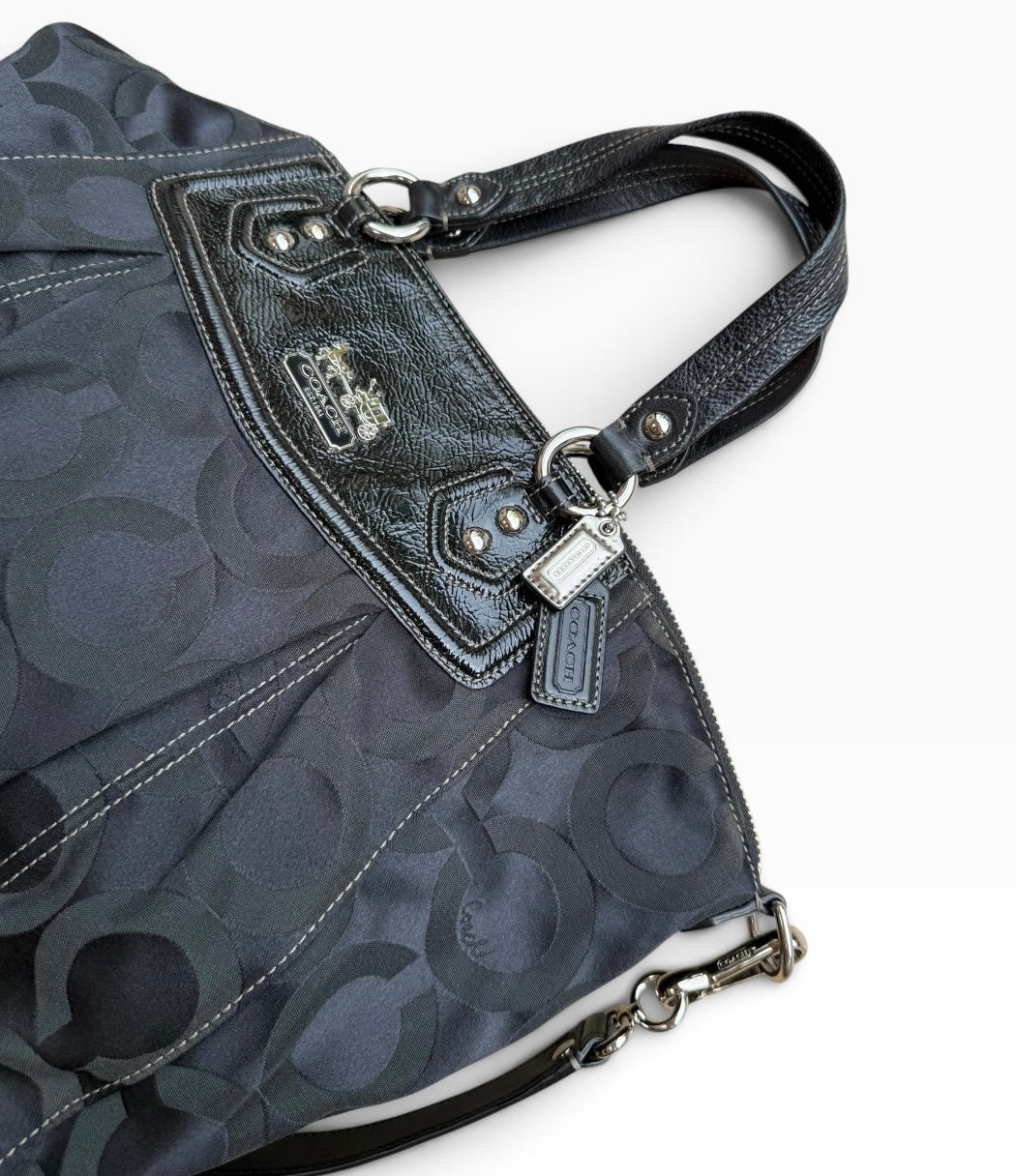 Coach Madison Op Art Claire Bag Black Signature Sateen 14335