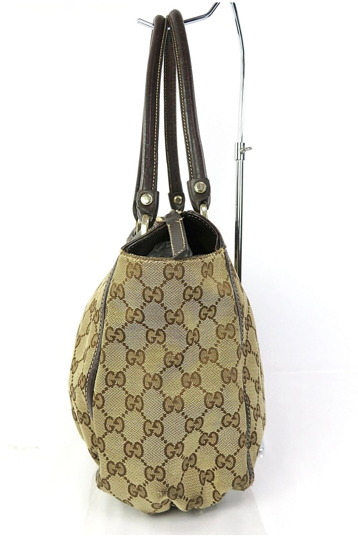 Gucci Abbey Leather & Canvas Shoulder Bag