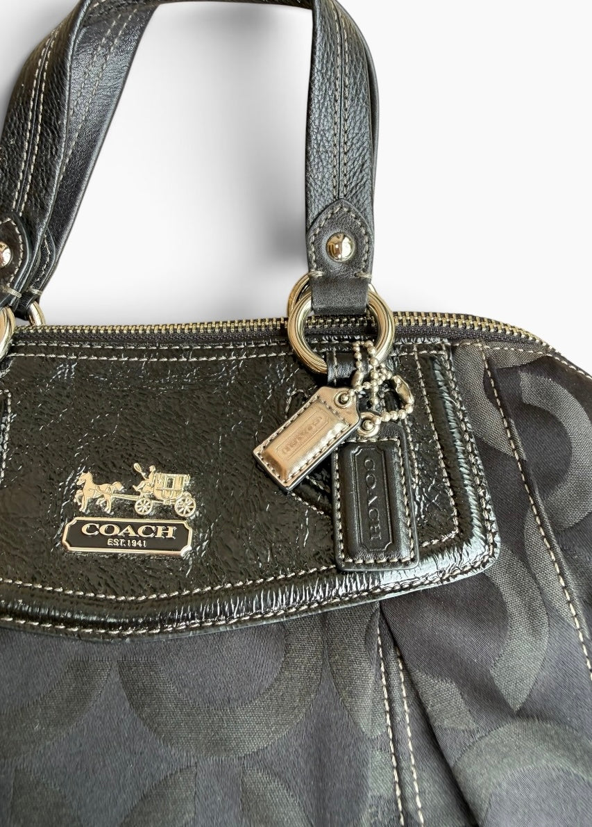 Coach Madison Op Art Claire Bag Black Signature Sateen 14335