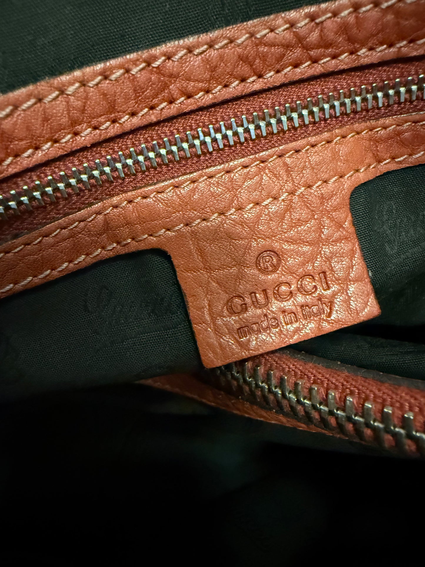 Gucci Leather Orange Bamboo Shoulder Bag