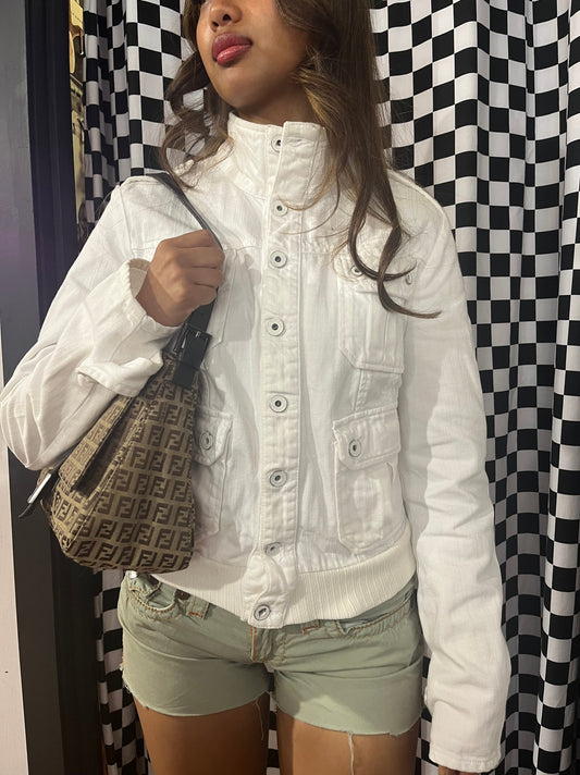 Diesel Military White Button Up Denim Jacket