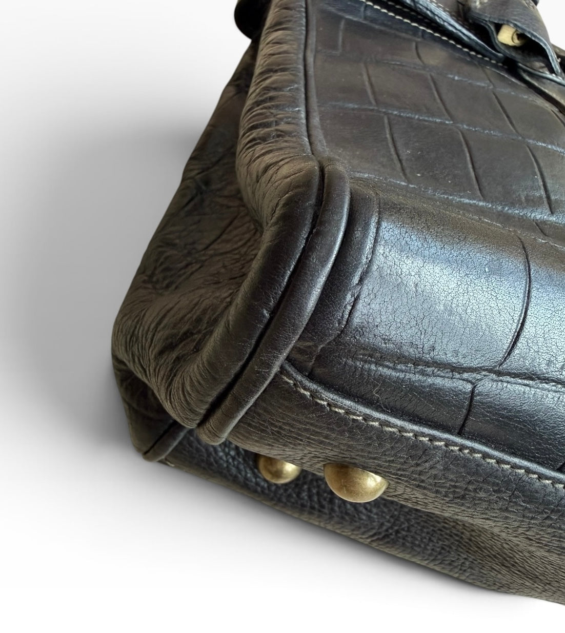 Mulberry Bayswater Black Croc-Embossed Leather Handbag