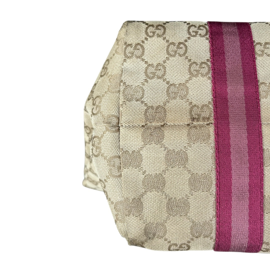 Gucci Canvas Sherry Line Pink Tote Bag