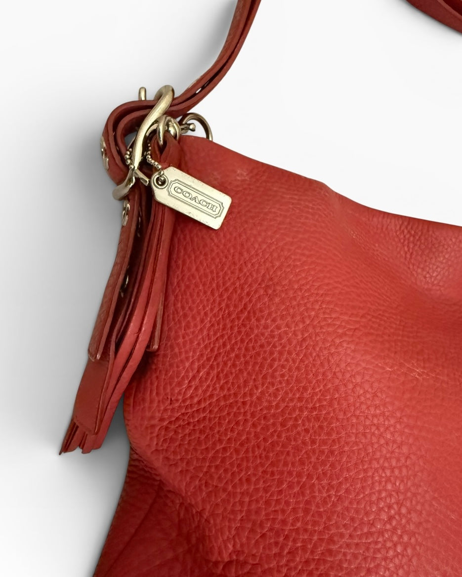 Coach Red Leather Hobo Shoulder Bag