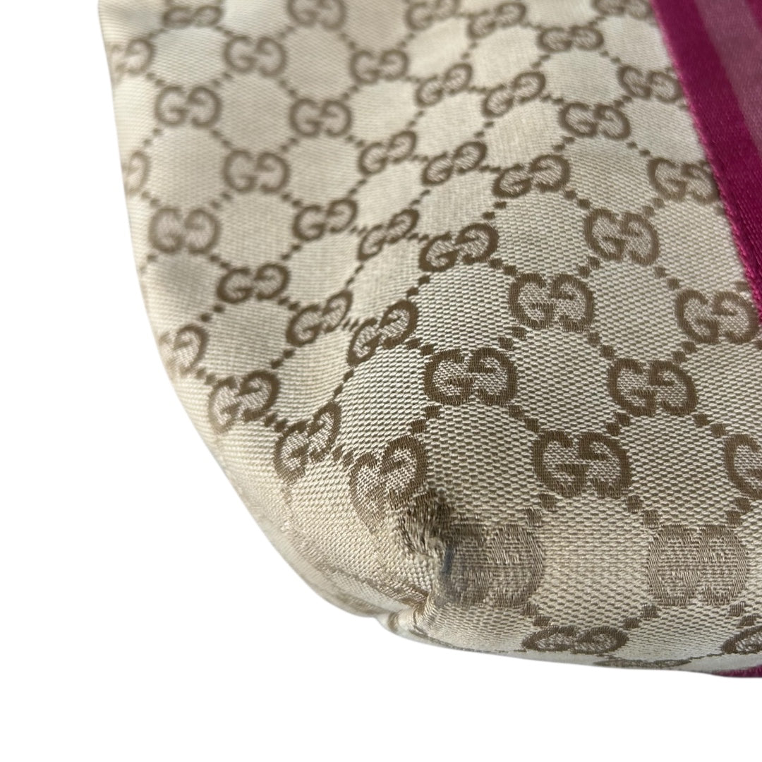 Gucci Canvas Sherry Line Pink Tote Bag