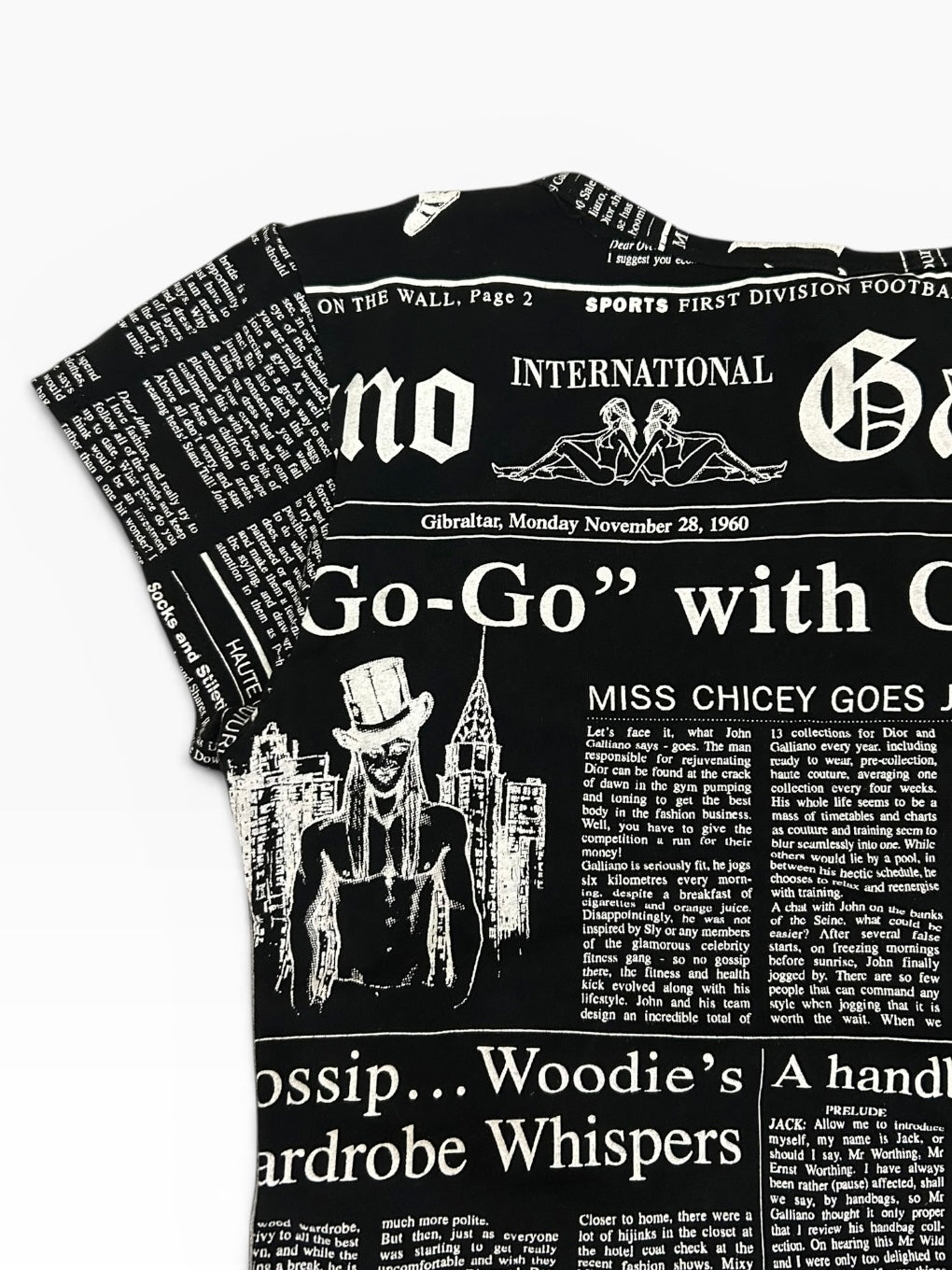 John Galliano Newspaper Graphic Top