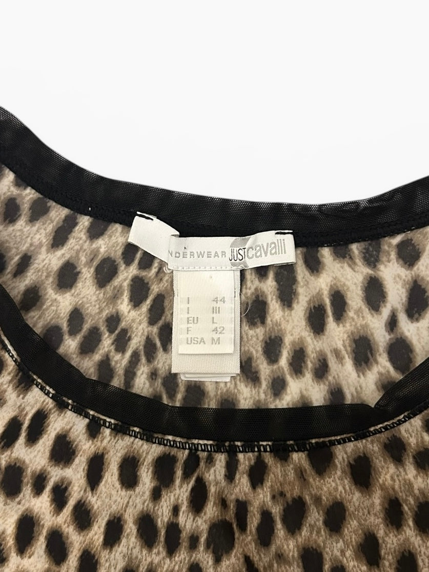 Roberto Cavalli Leopard Print Mesh Top