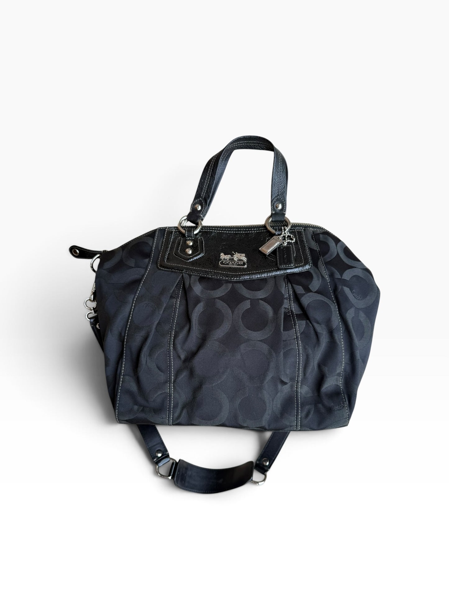 Coach Madison Op Art Claire Bag Black Signature Sateen 14335