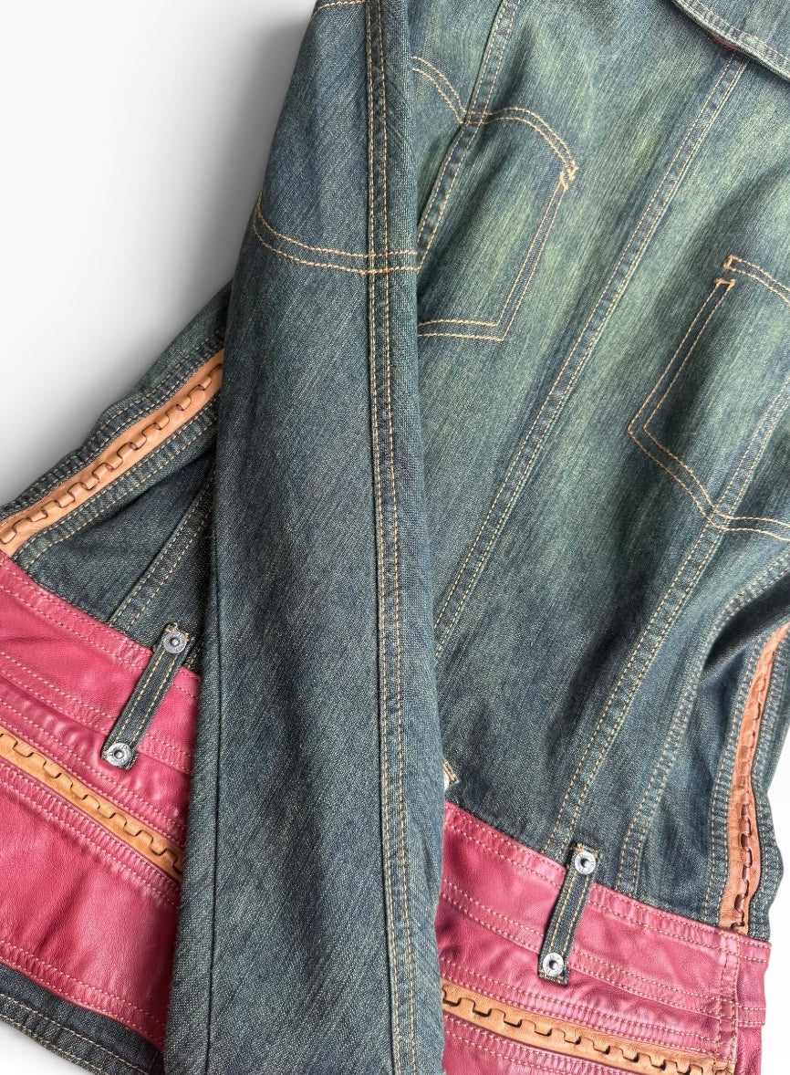 Christian Dior By John Galliano Denim & Leather Jacket 2003