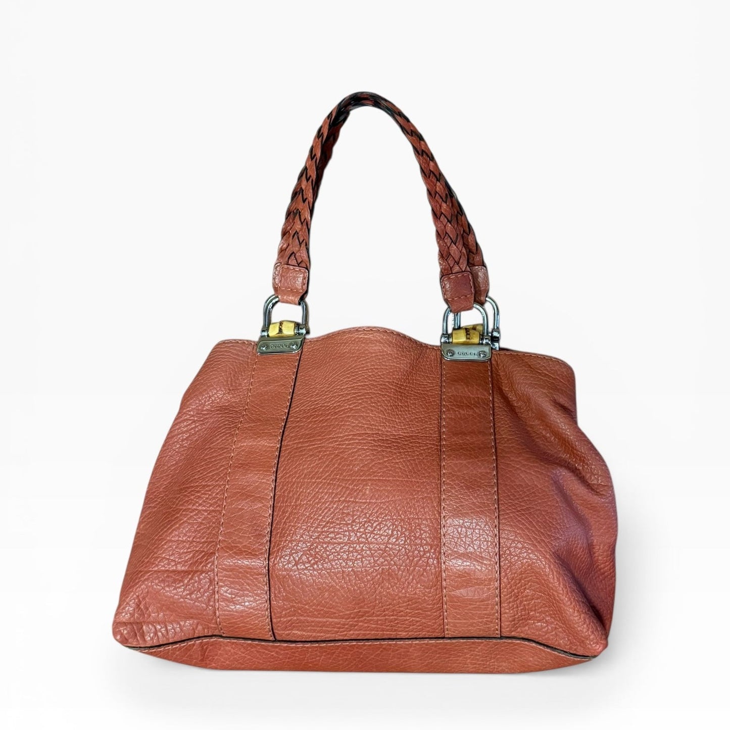 Gucci Leather Orange Bamboo Shoulder Bag