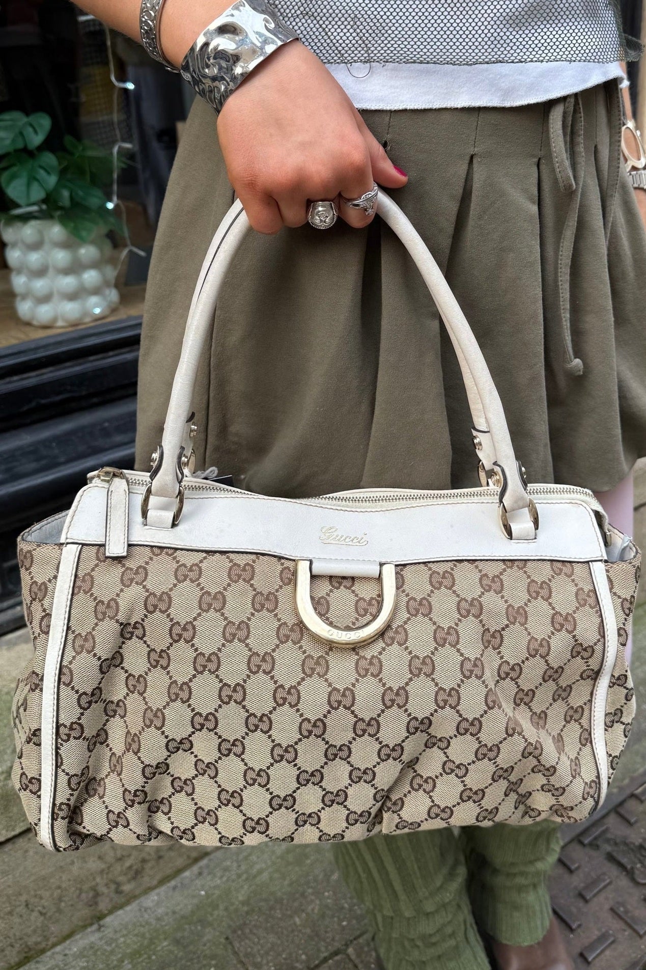 Gucci Leather & Canvas Abbey Shoulder Bag