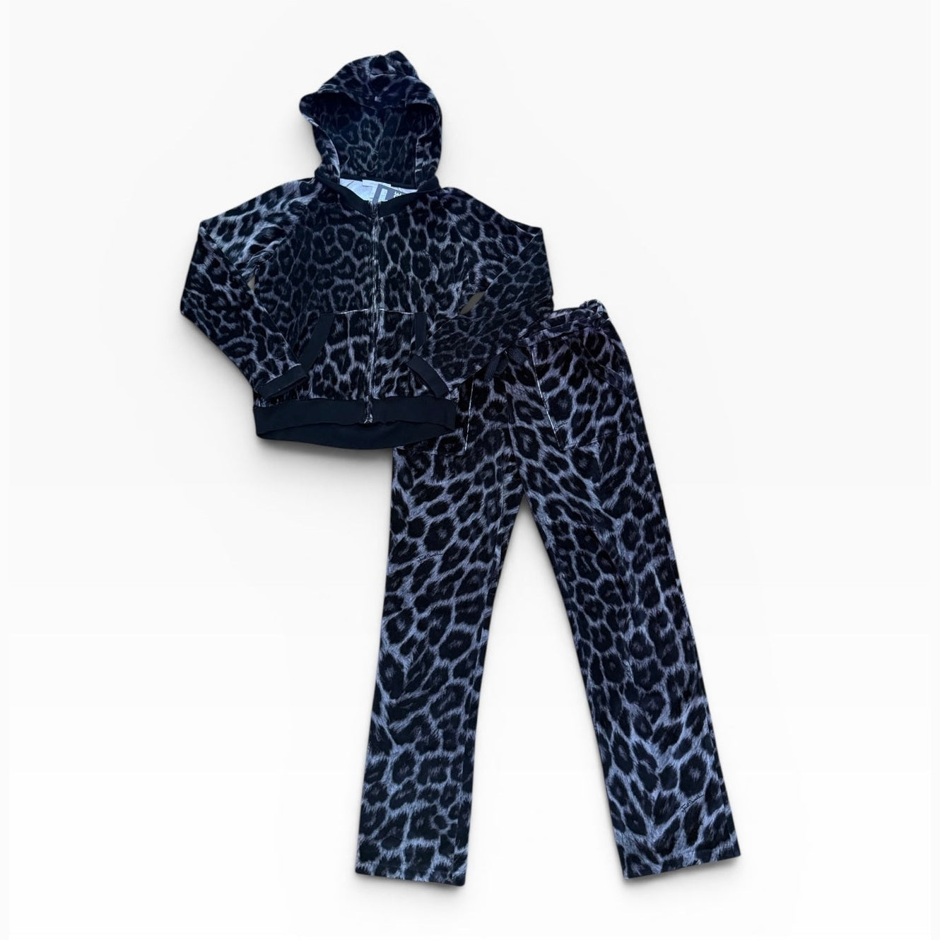Cavalli Leopard Print Grey Velvet Tracksuit