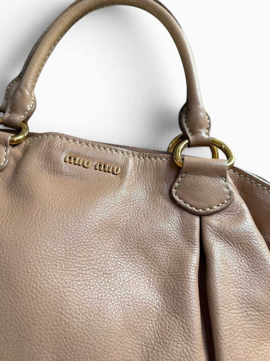 MIU MIU Vitello Lux Bauletto Satchel Bag