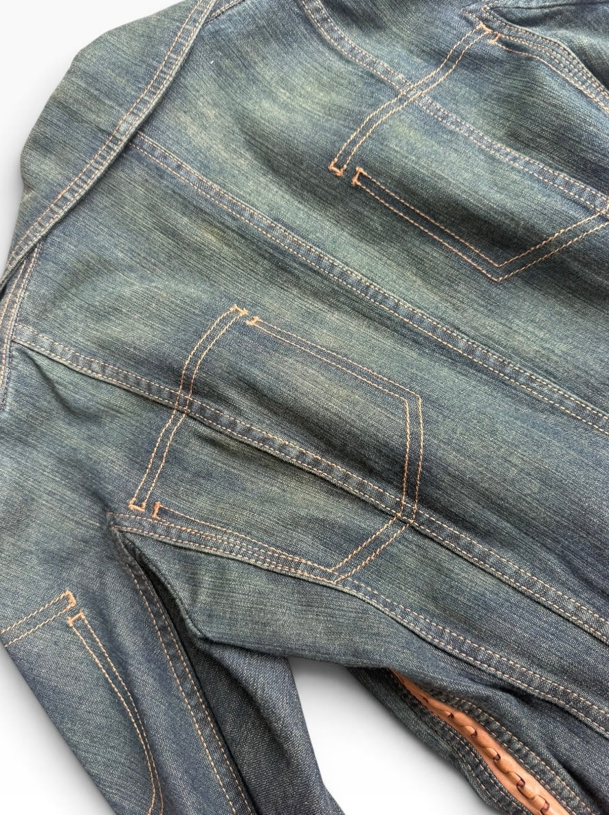 Christian Dior By John Galliano Denim & Leather Jacket 2003
