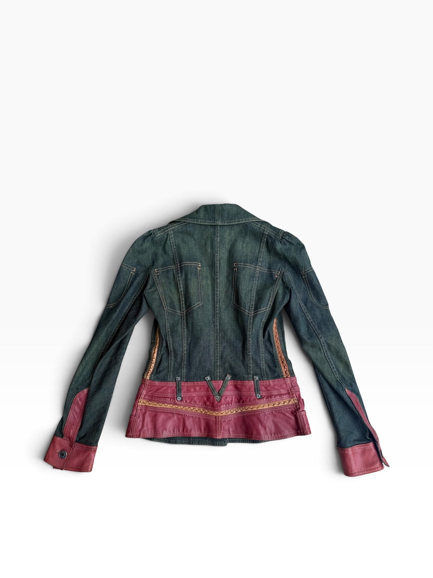 Christian Dior By John Galliano Denim & Leather Jacket 2003