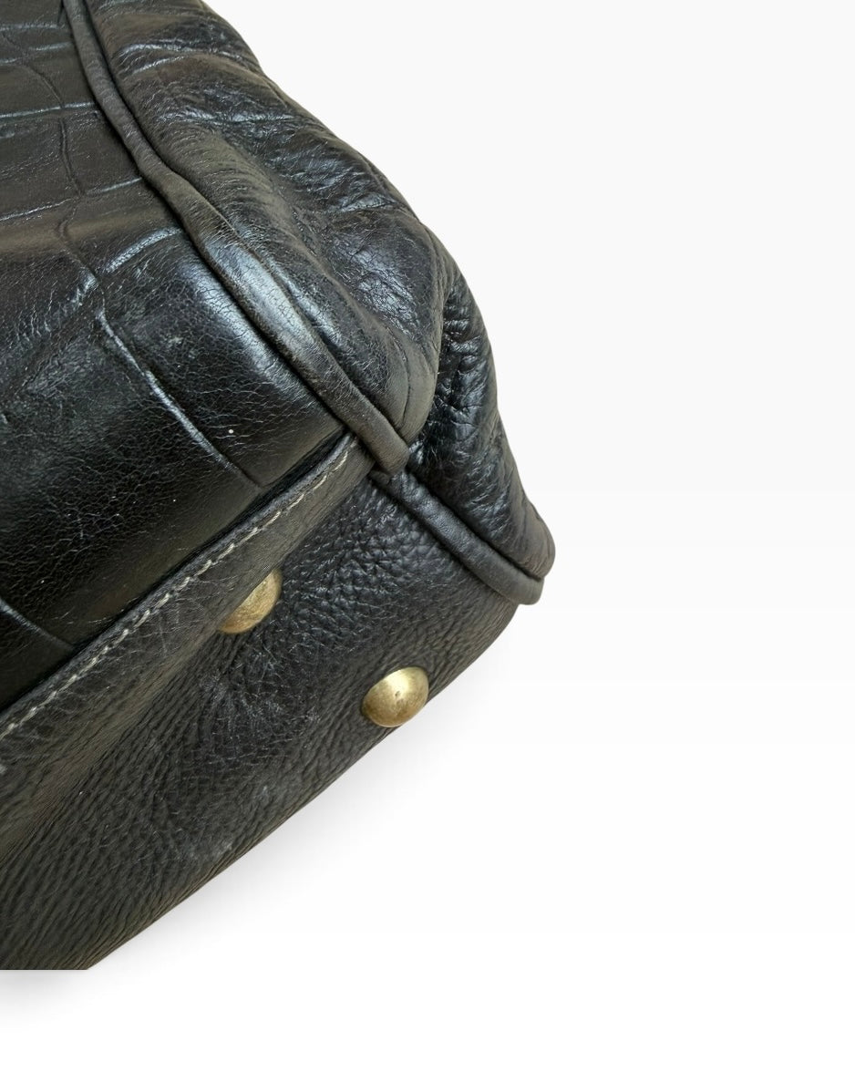 Mulberry Bayswater Black Croc-Embossed Leather Handbag