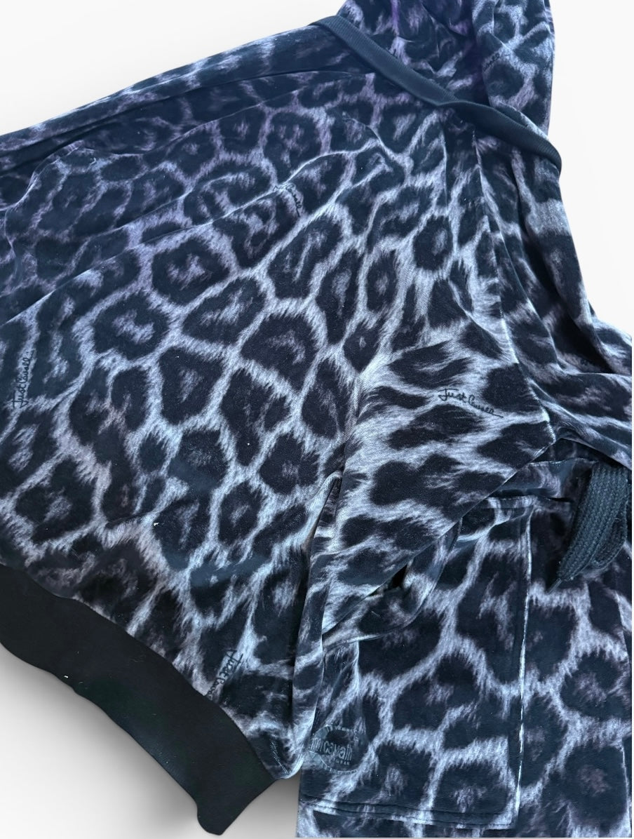 Cavalli Leopard Print Grey Velvet Tracksuit