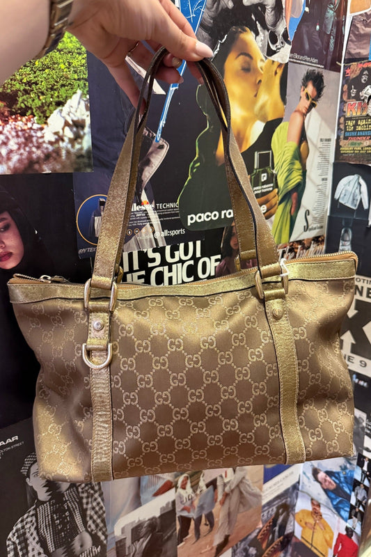 Gucci Abbey Leather & Canvas Shoulder Bag