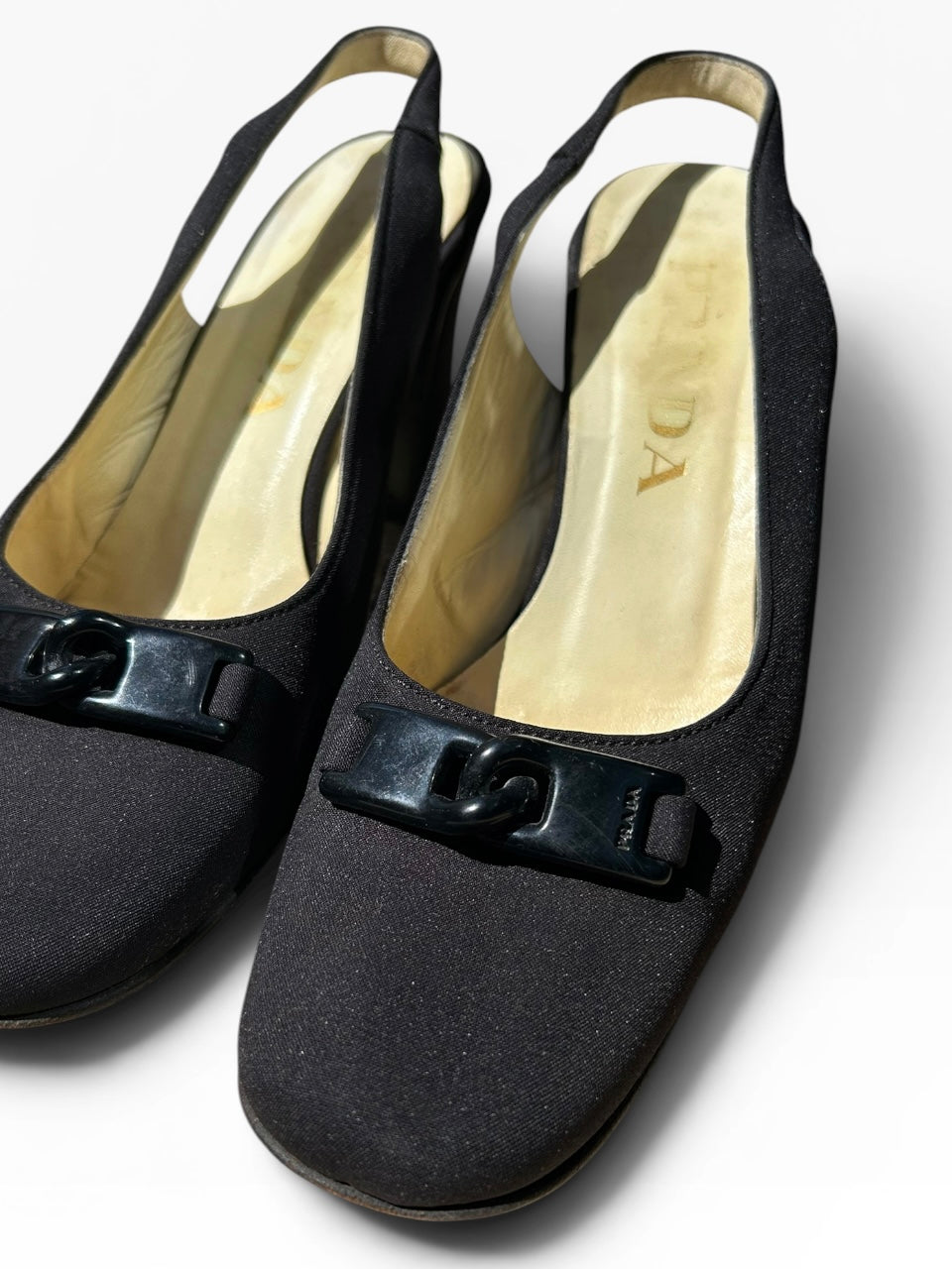 Prada Horsebit Slingback Heels