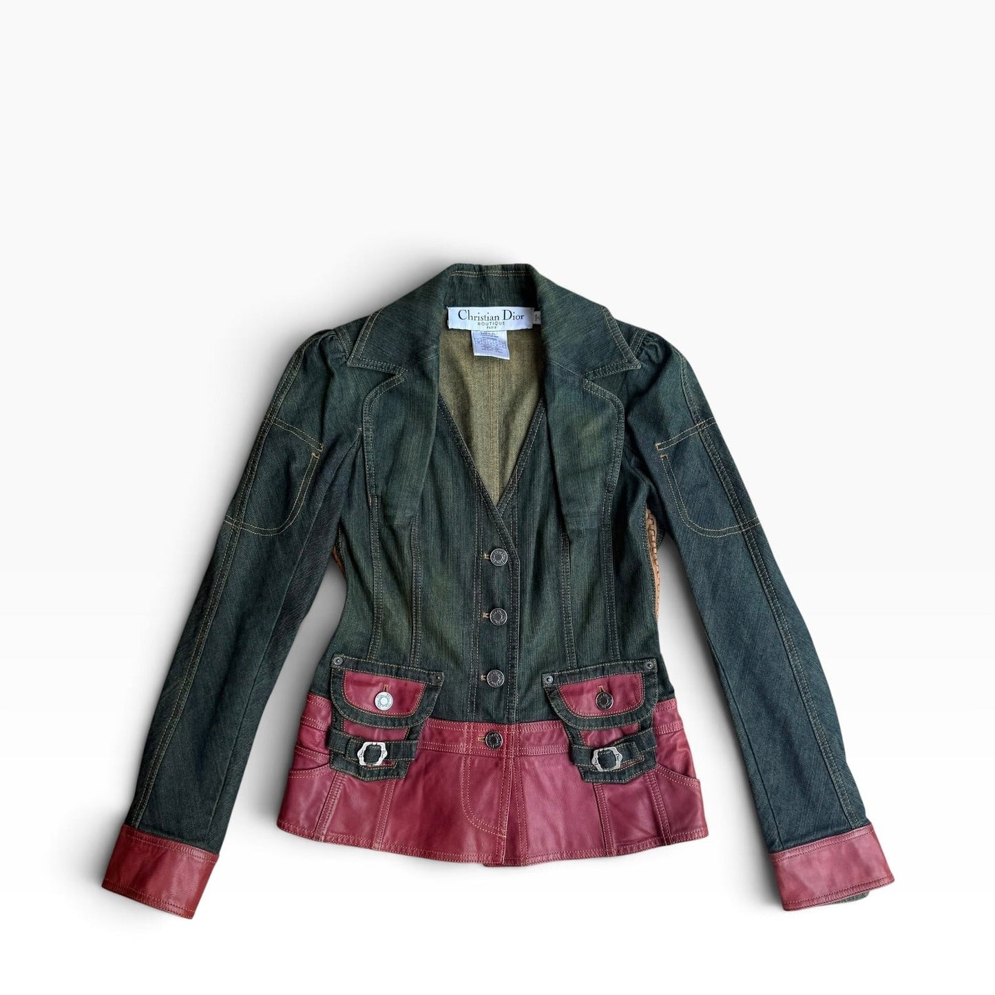 Christian Dior By John Galliano Denim & Leather Jacket 2003