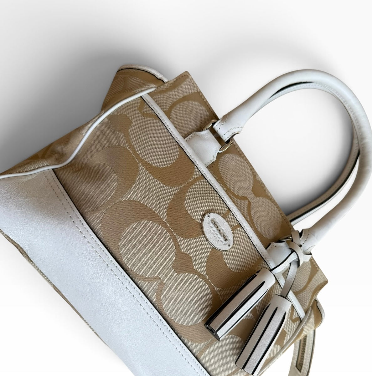 Coach Signature Jacquard Tassel Tote Bag 24204