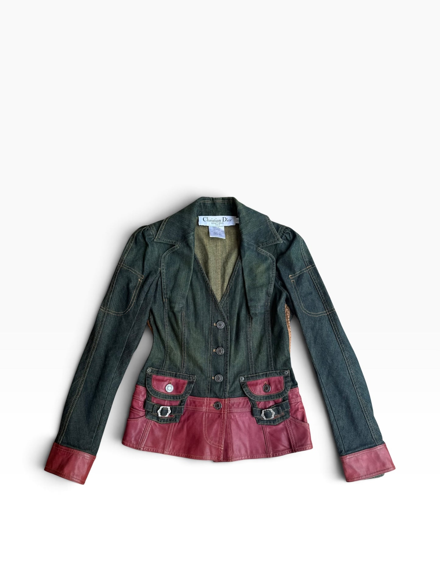 Christian Dior By John Galliano Denim & Leather Jacket 2003