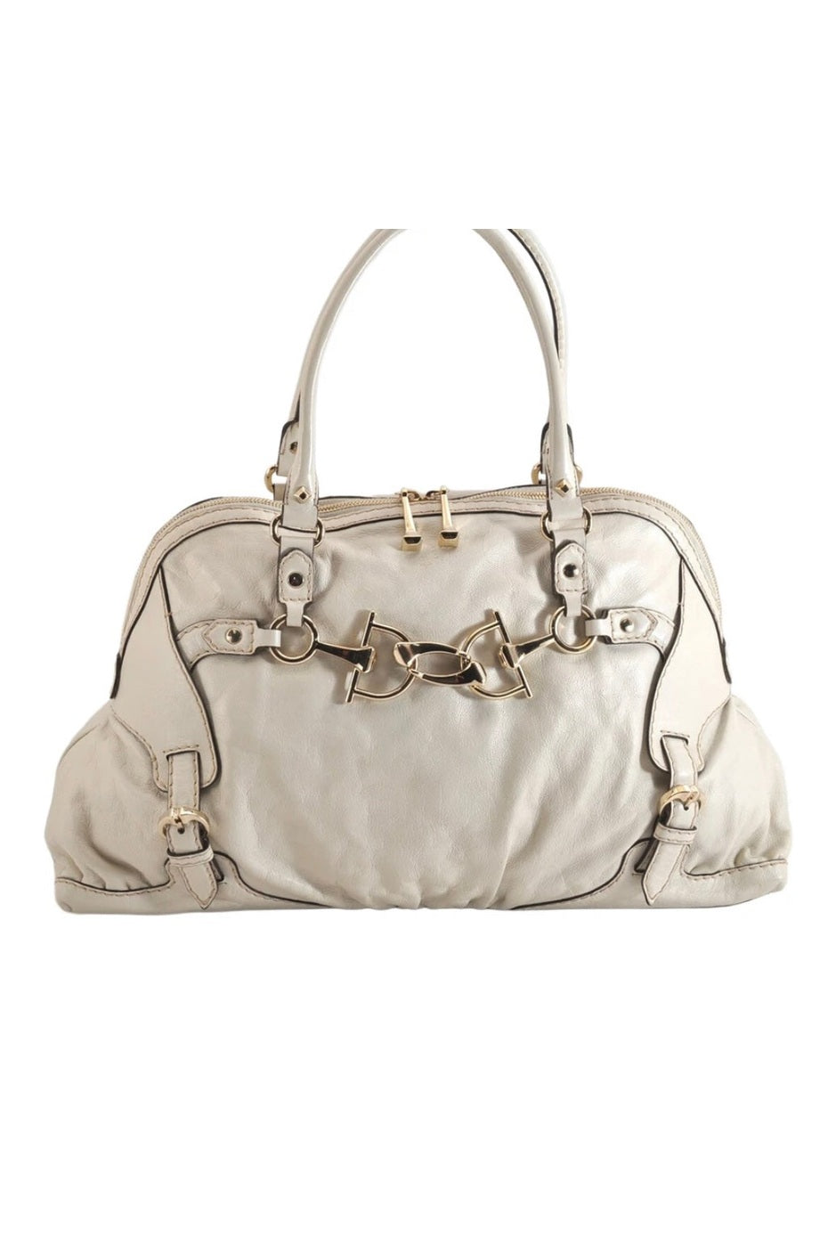 Gucci Horsebit Leather White Shoulder Bag