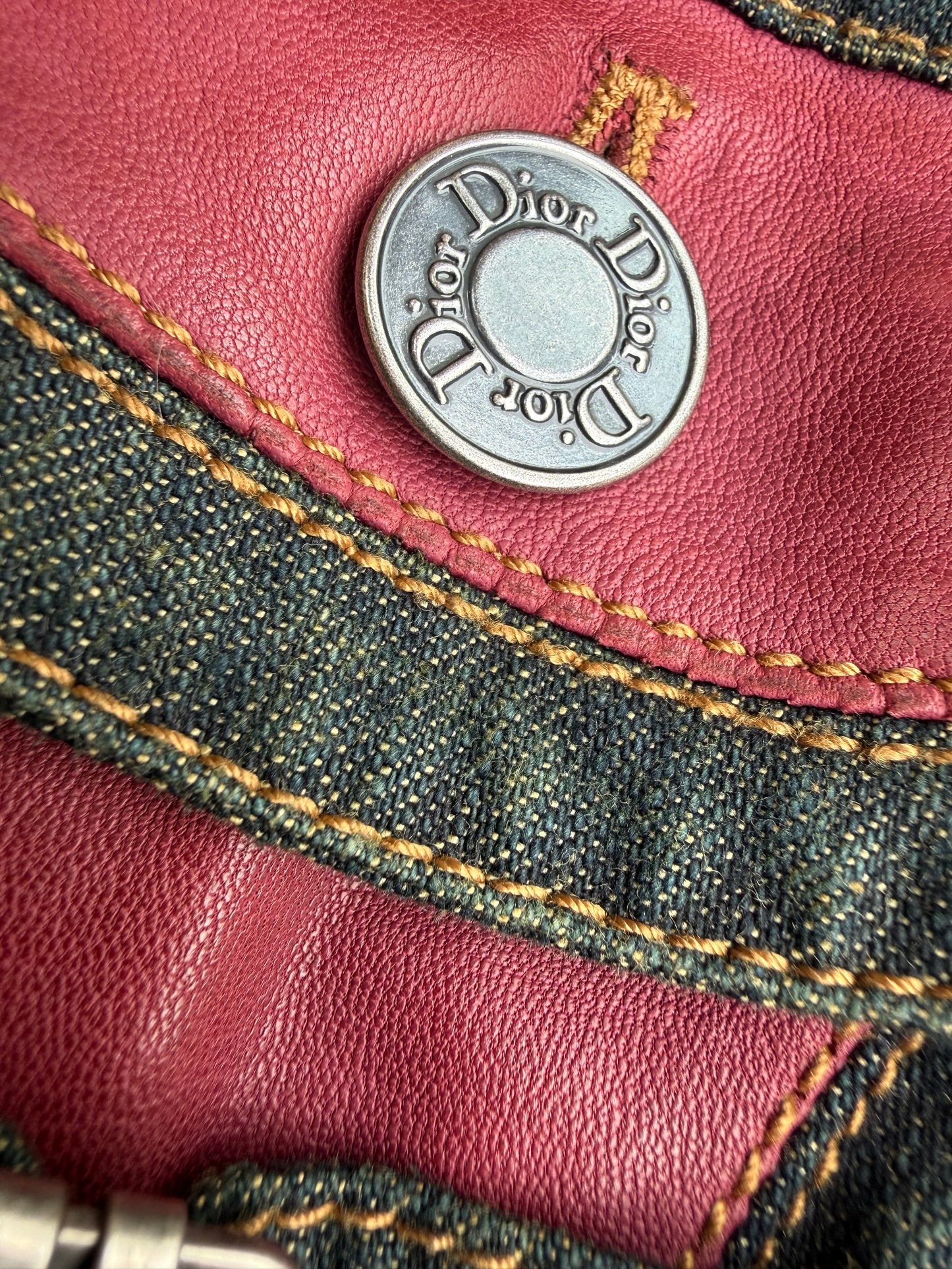 Christian Dior By John Galliano Denim & Leather Jacket 2003