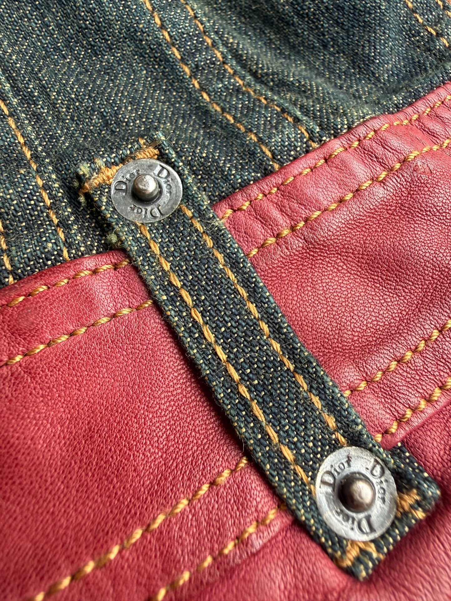 Christian Dior By John Galliano Denim & Leather Jacket 2003