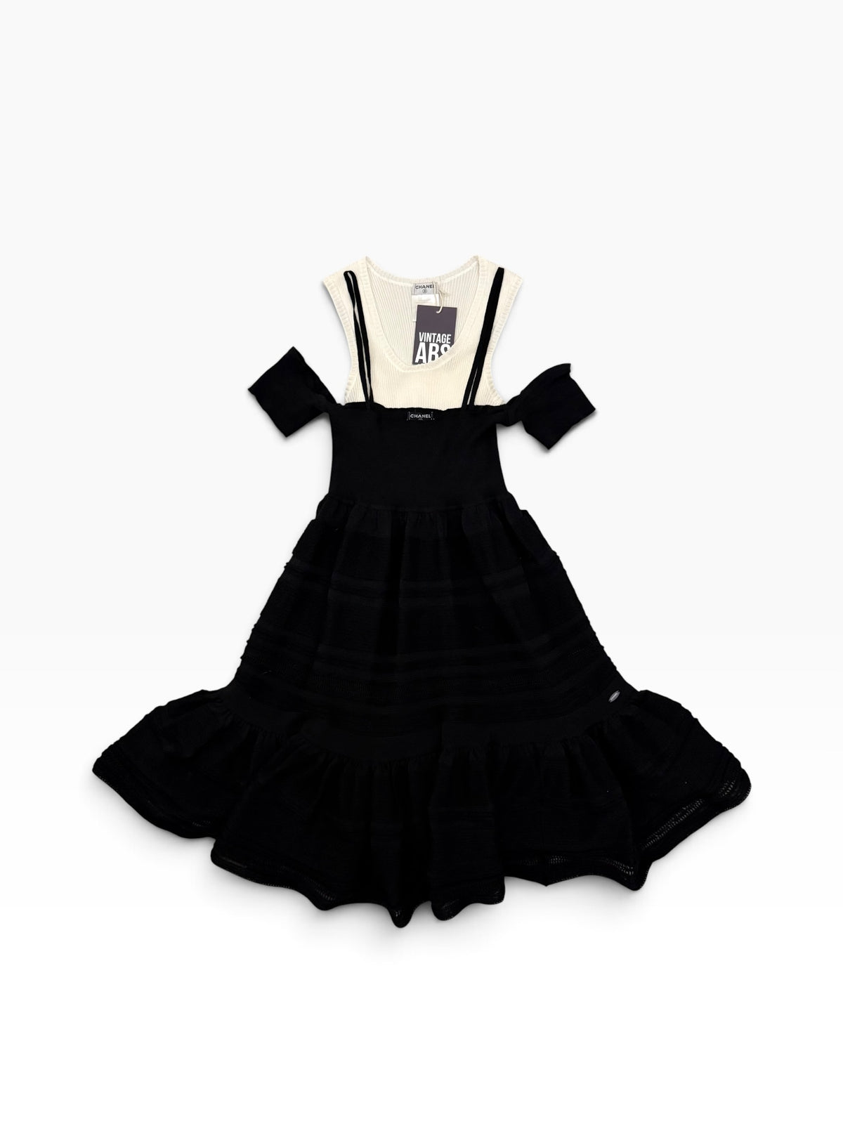 Chanel Spring 2008 Black & Ivory Layered Knit Dress