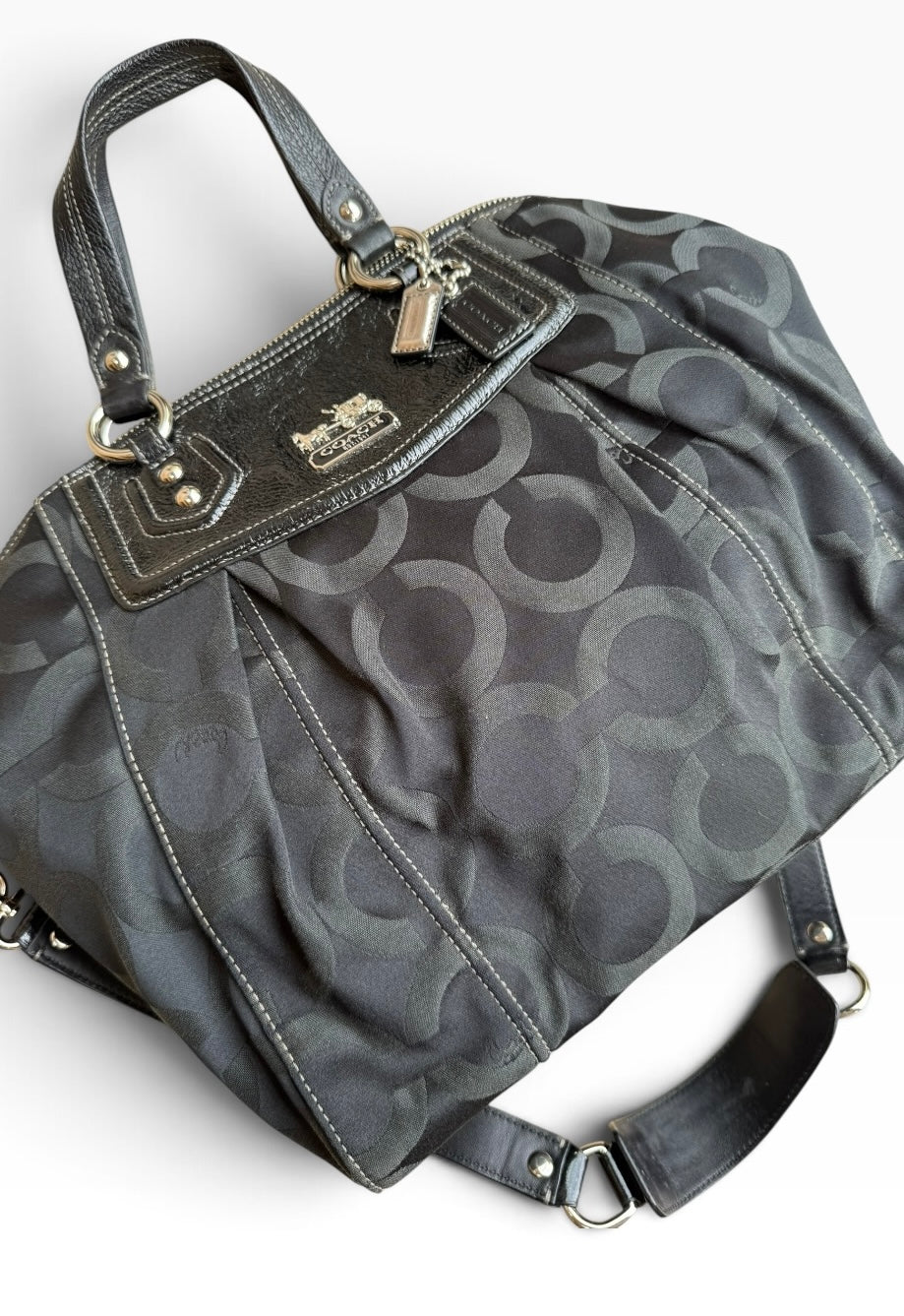 Coach Madison Op Art Claire Bag Black Signature Sateen 14335