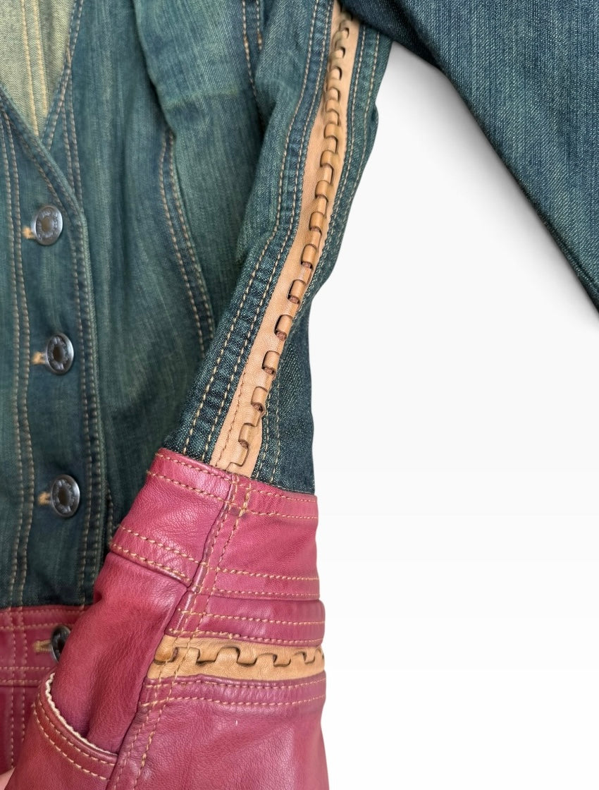 Christian Dior By John Galliano Denim & Leather Jacket 2003