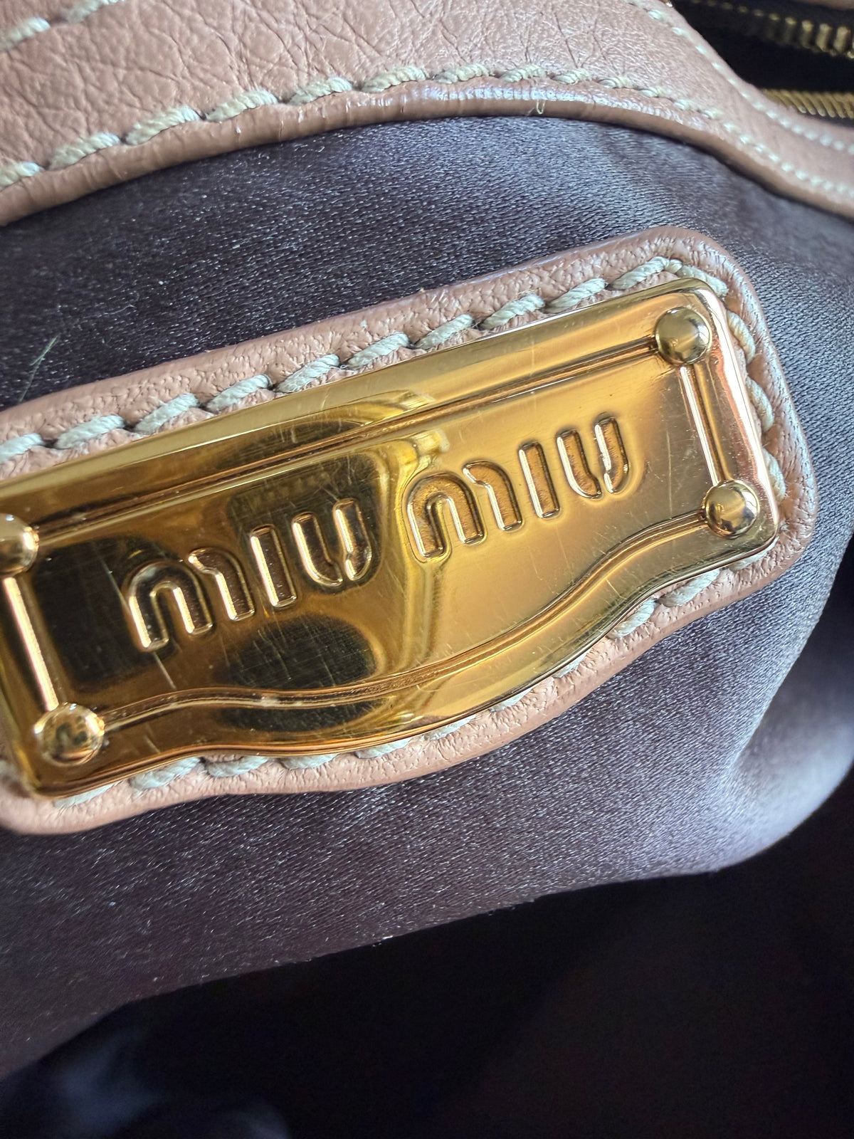 MIU MIU Vitello Lux Bauletto Satchel Bag