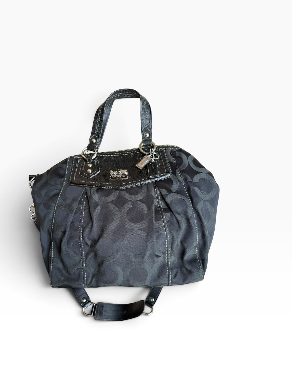 Coach Madison Op Art Claire Bag Black Signature Sateen 14335