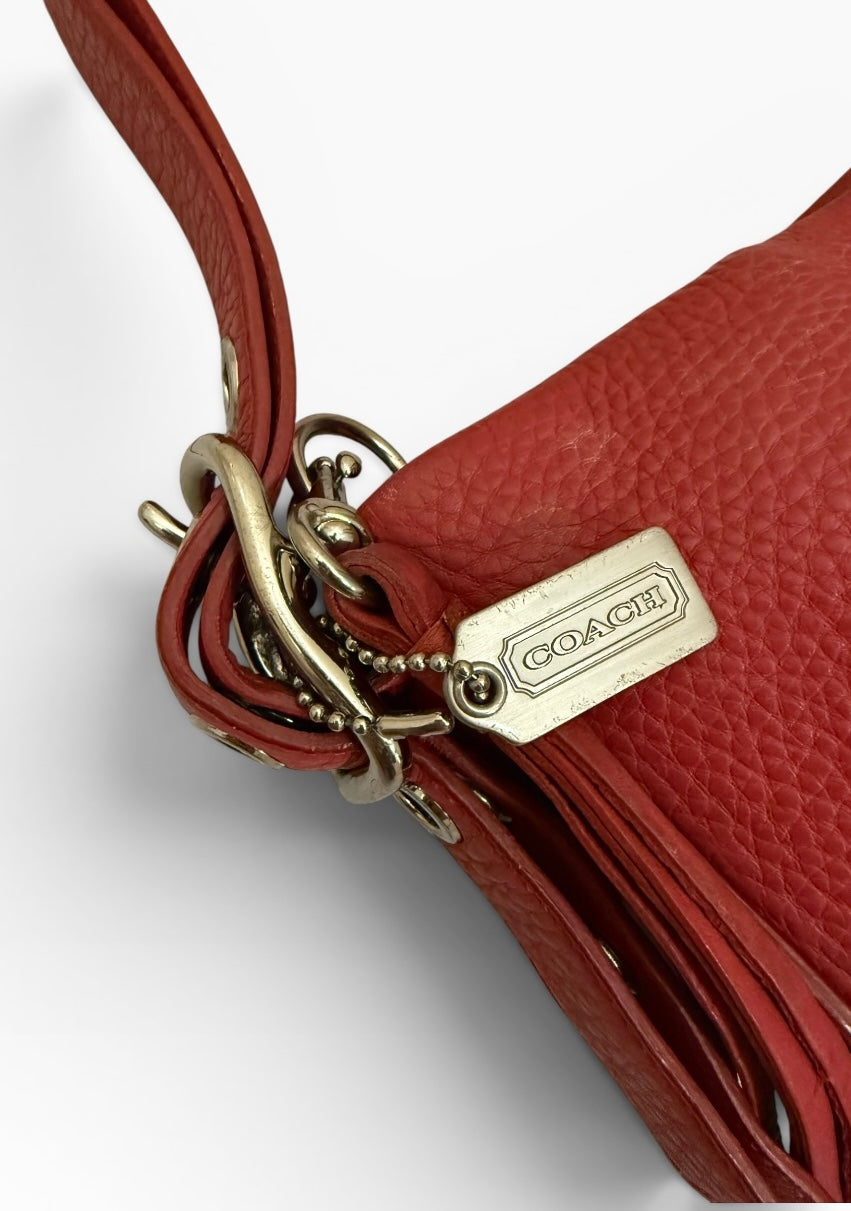 Coach Red Leather Hobo Shoulder Bag