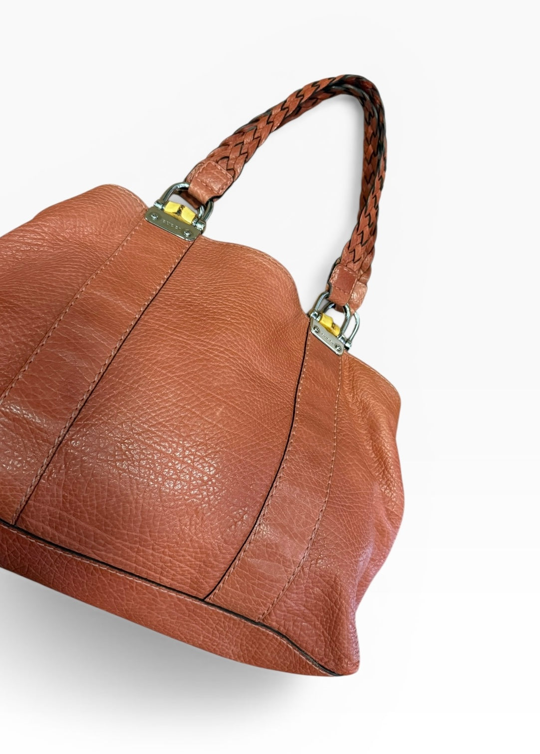 Gucci Leather Orange Bamboo Shoulder Bag