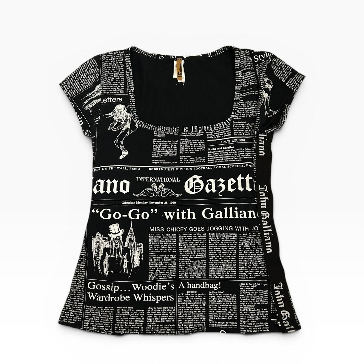 John Galliano Newspaper Graphic Top