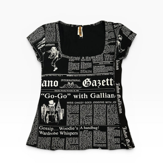 John Galliano Newspaper Graphic Top