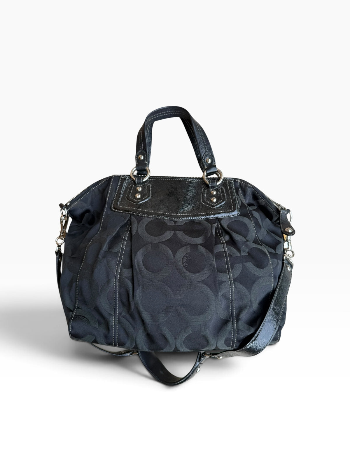 Coach Madison Op Art Claire Bag Black Signature Sateen 14335