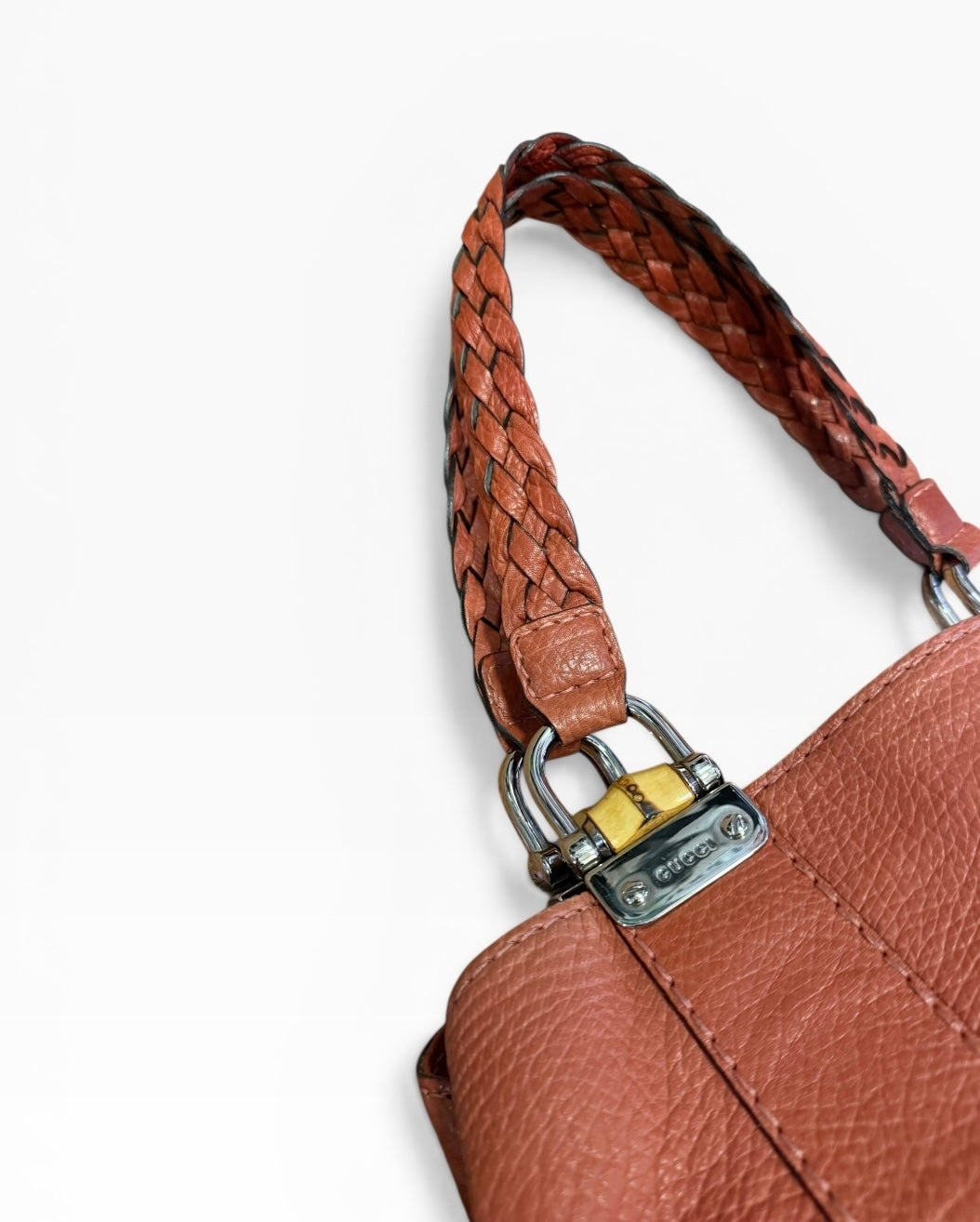 Gucci Leather Orange Bamboo Shoulder Bag