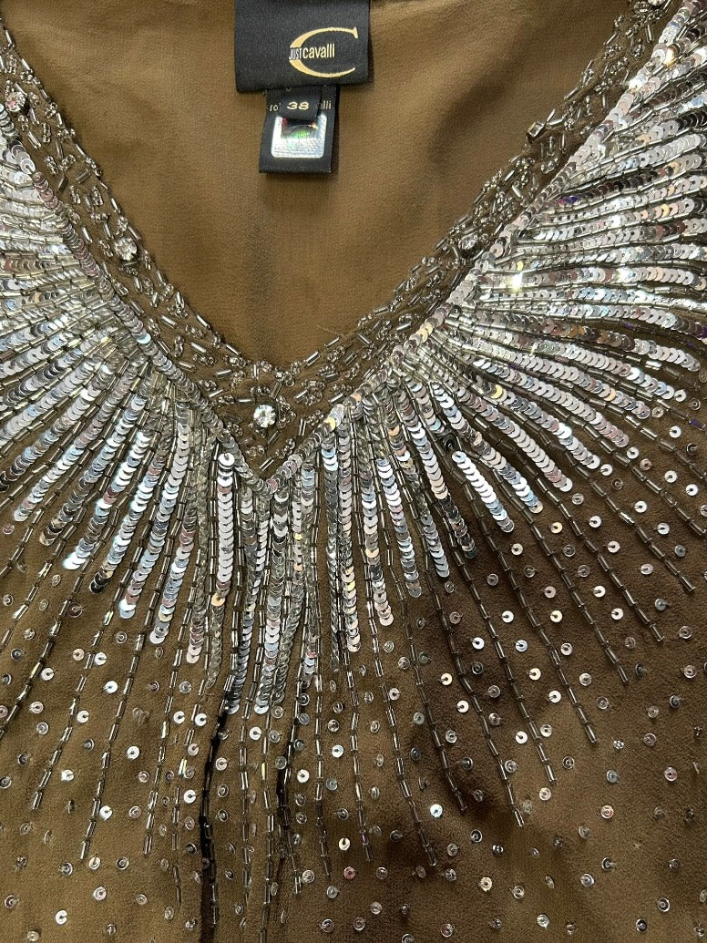 Roberto Cavalli Silk Blouson Top