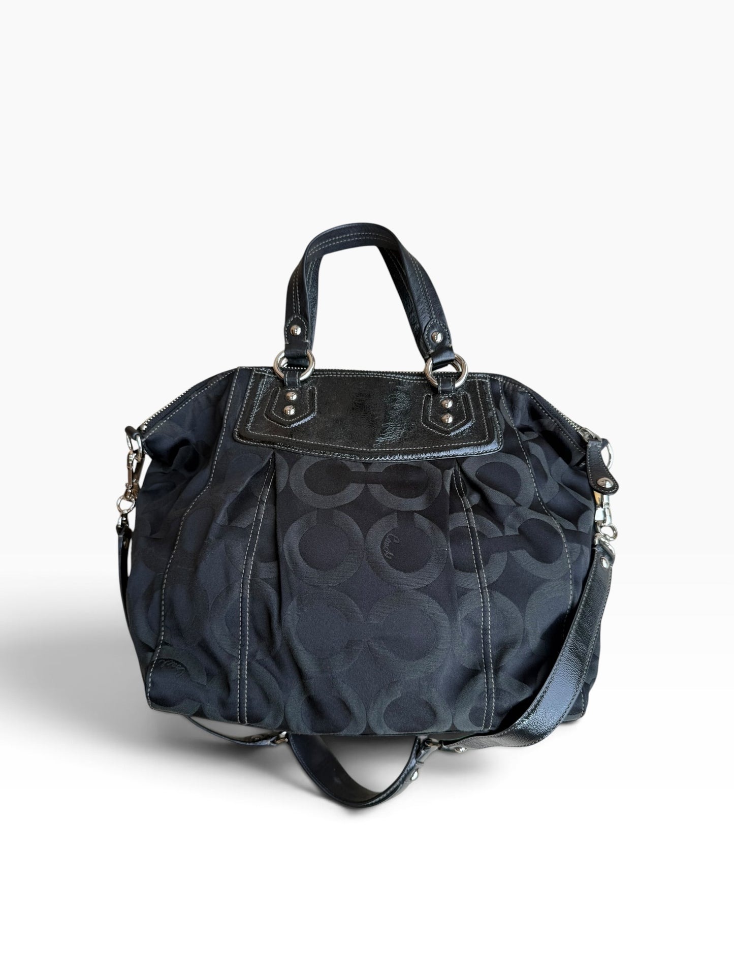 Coach Madison Op Art Claire Bag Black Signature Sateen 14335