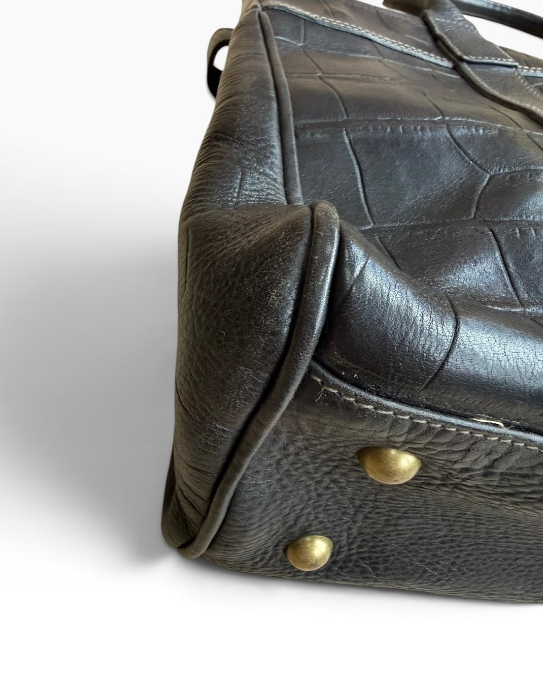 Mulberry Bayswater Black Croc-Embossed Leather Handbag